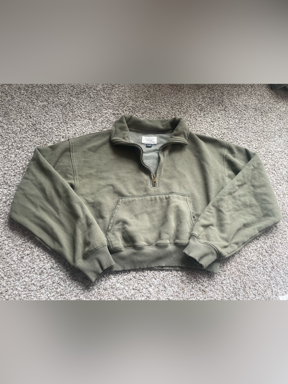 American Eagle Cropped Quarter-Zip Sweatshirt XS